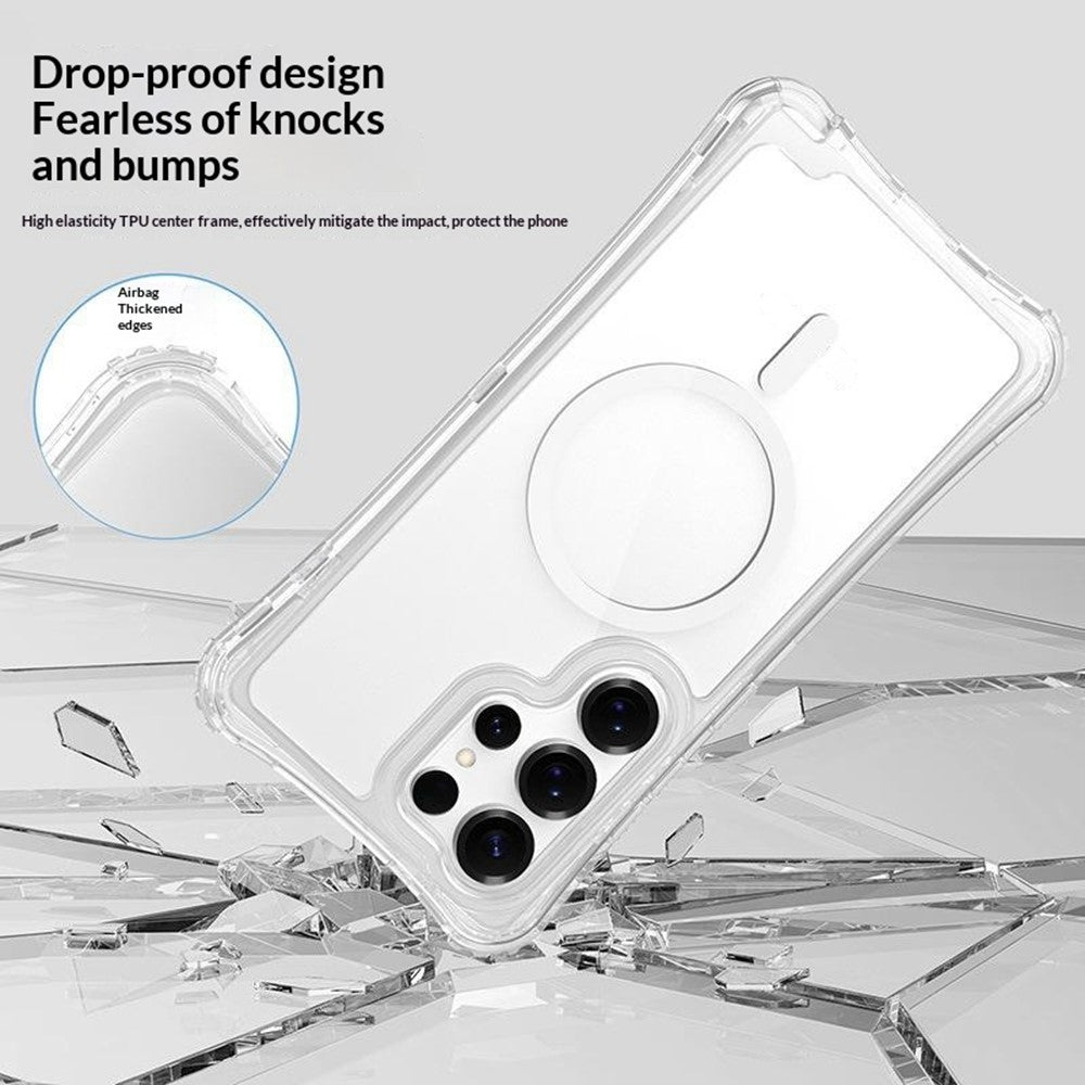 For Samsung Galaxy S26 Ultra Magnetic Case PC + TPU 3 in 1 Drop-proof Clear Phone Cover