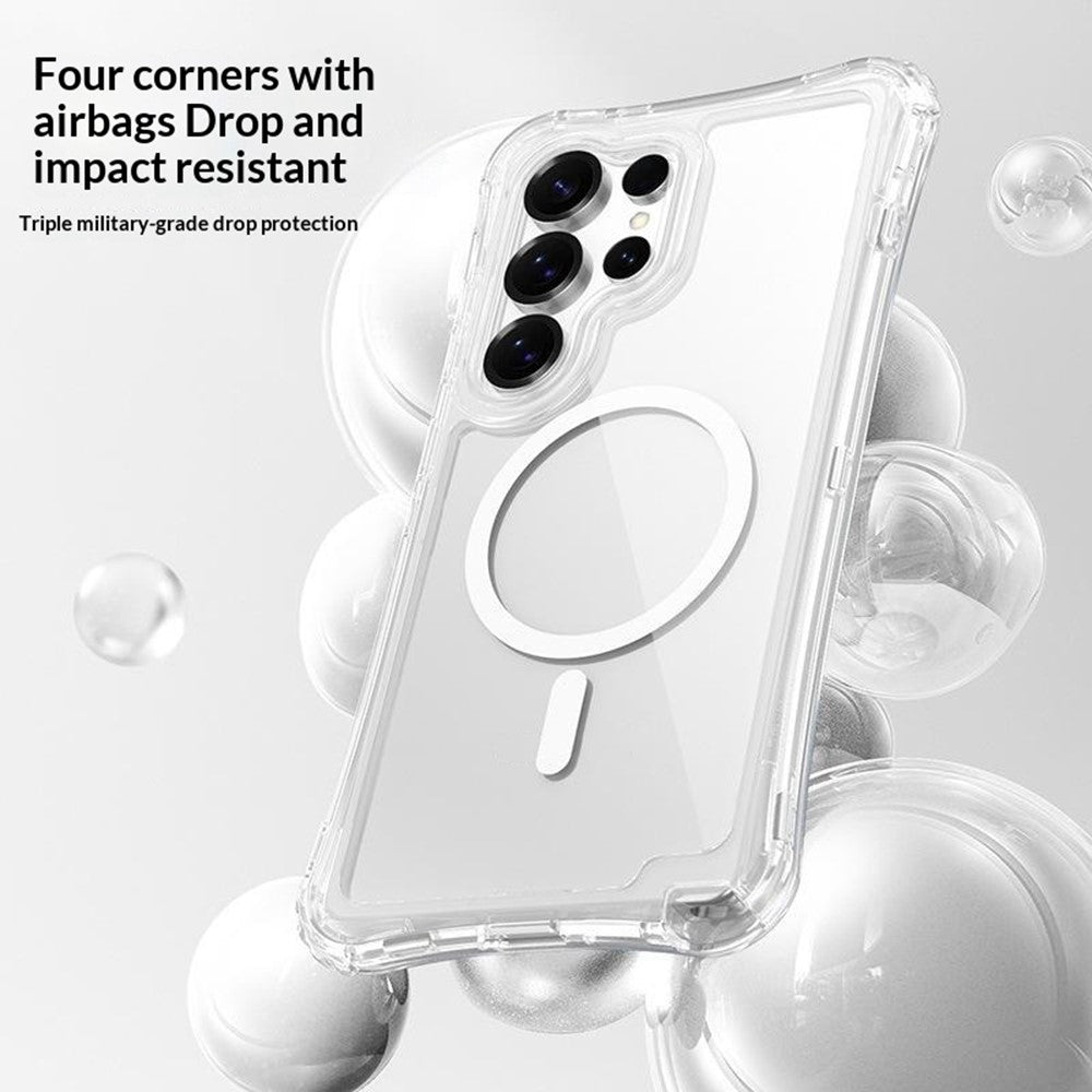 For Samsung Galaxy S26 Ultra Magnetic Case PC + TPU 3 in 1 Drop-proof Clear Phone Cover
