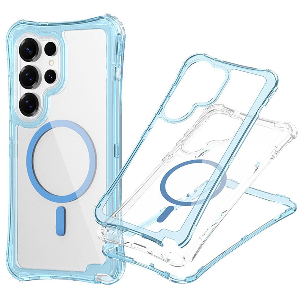 For Samsung Galaxy S26 Ultra Magnetic Case PC + TPU 3 in 1 Drop-proof Clear Phone Cover