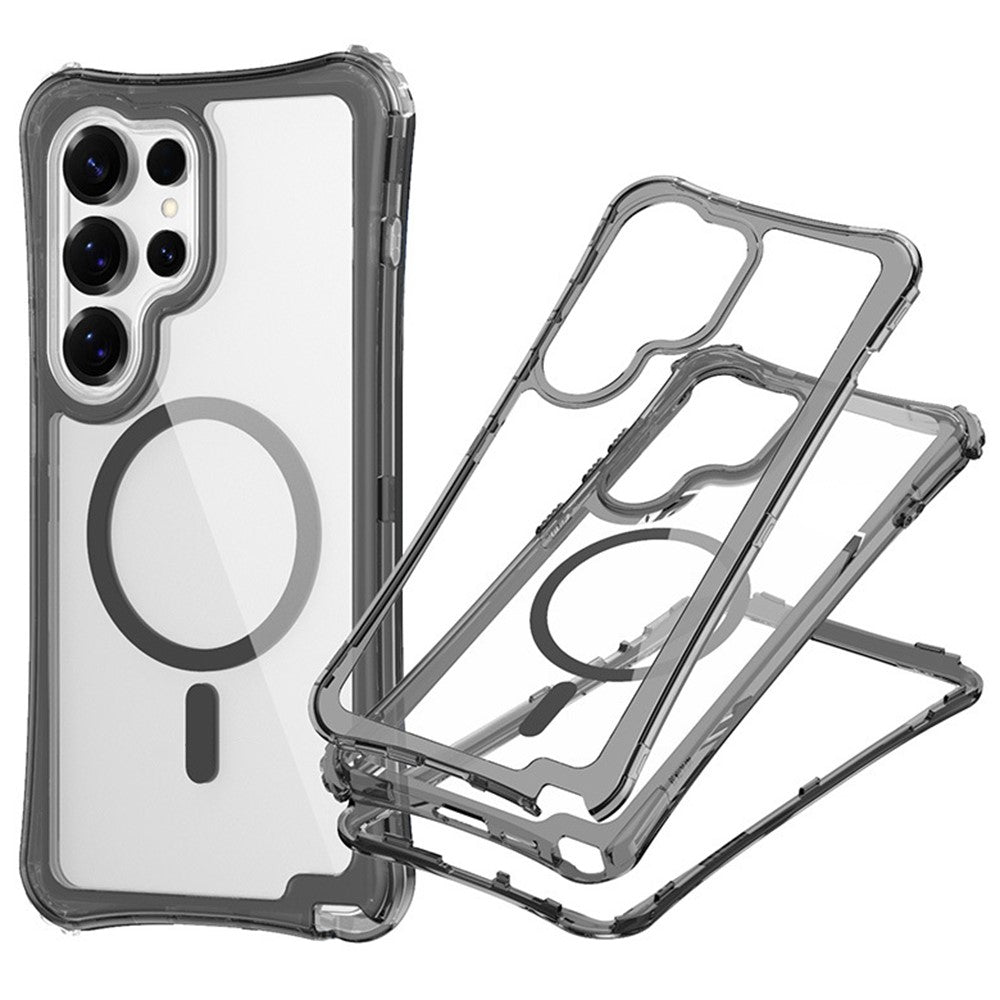 For Samsung Galaxy S26 Ultra Magnetic Case PC + TPU 3 in 1 Drop-proof Clear Phone Cover