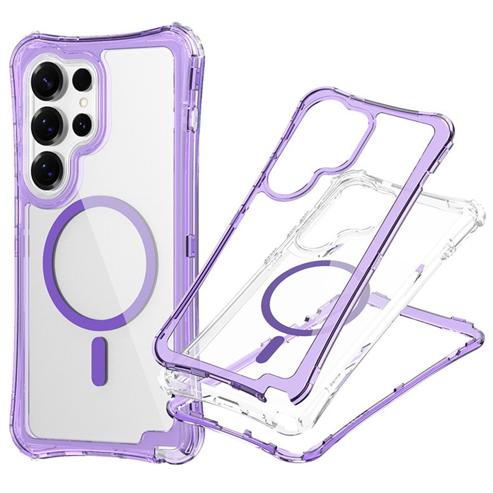 For Samsung Galaxy S26 Ultra Magnetic Case PC + TPU 3 in 1 Drop-proof Clear Phone Cover