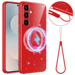 Samsung Galaxy S25+ / S24+ Magnetiskt skal Glitter TPU Stötsäkert Mobilskal med Snodd