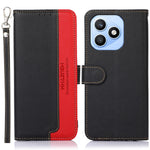 KHAZNEH For Honor X8d 4G Case RFID Blocking Wallet Litchi Texture PU Leather Phone Cover with Strap