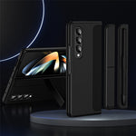 For Samsung Galaxy Z Fold4 5G Rubberized Hard PC Folding Shell Invisible Kickstand Anti-Scratch Protective Phone Case with Pencil / Pencil Holder