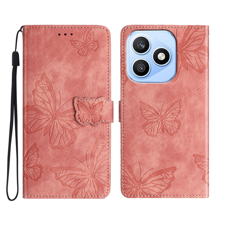 For Honor X8d 4G Case Butterfly Design Flip Wallet Leather Phone Cover Skin-Touch