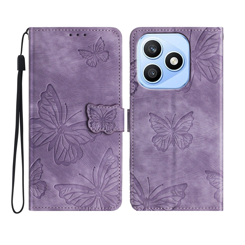 For Honor X8d 4G Case Butterfly Design Flip Wallet Leather Phone Cover Skin-Touch