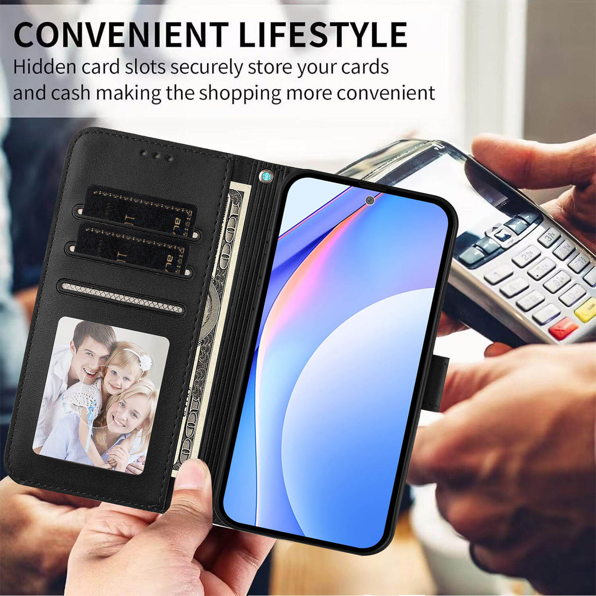 For Xiaomi Poco X8 Pro 5G / Xiaomi Redmi Turbo 5 5G Wallet Case RFID Blocking Calf Texture Leather Stand Phone Cover with Strap