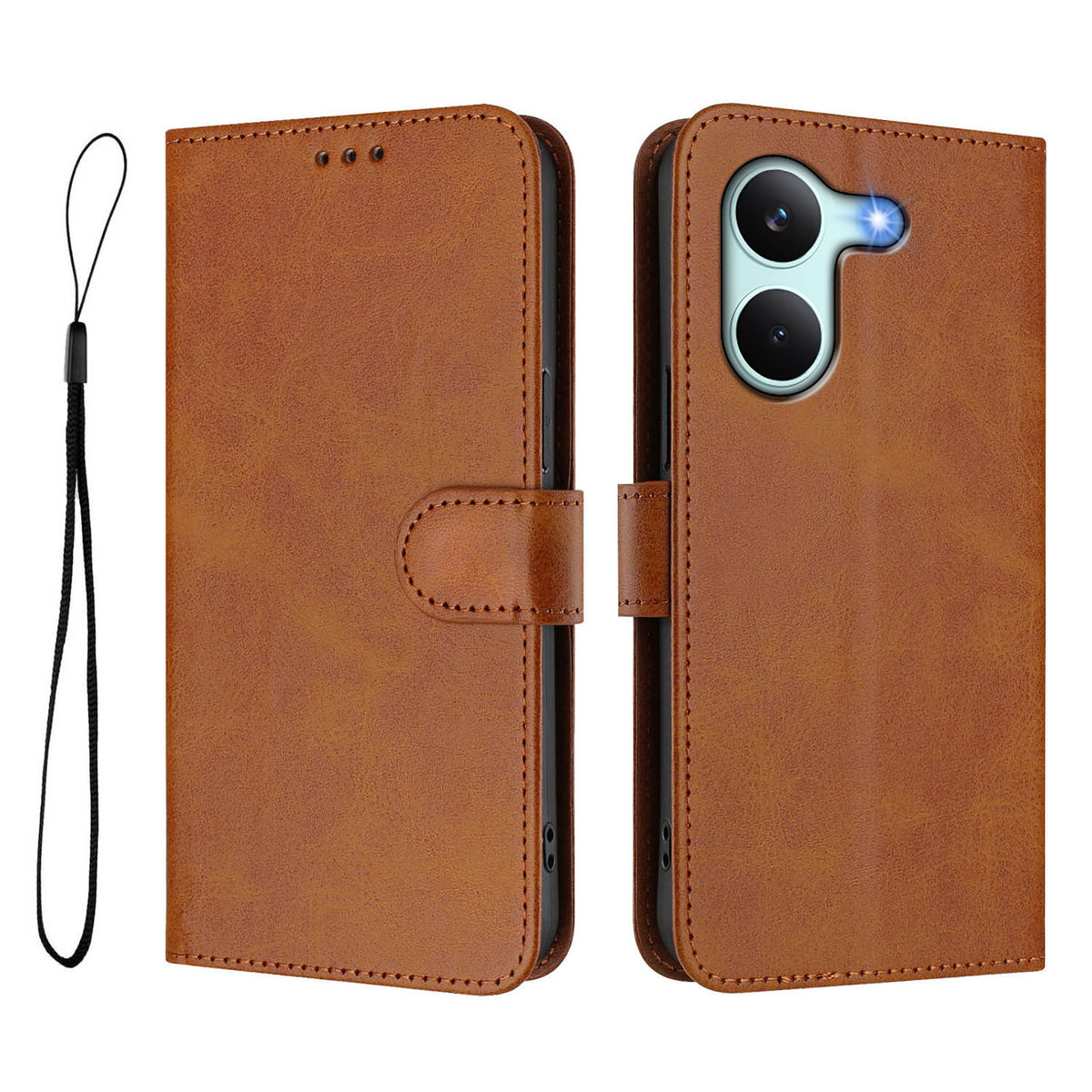 For Xiaomi Poco X8 Pro 5G / Xiaomi Redmi Turbo 5 5G Wallet Case RFID Blocking Calf Texture Leather Stand Phone Cover with Strap