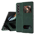 For Samsung Galaxy Z Fold4 5G View Window Design Folding Phone Protective Cover Nappa Texture PU Leather + PC Drop Resistant Case with Stand
