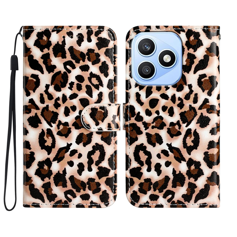 For Honor X8d 4G Pung Etui Trykt Mønster PU Læder Stander Telefon Cover med Rem