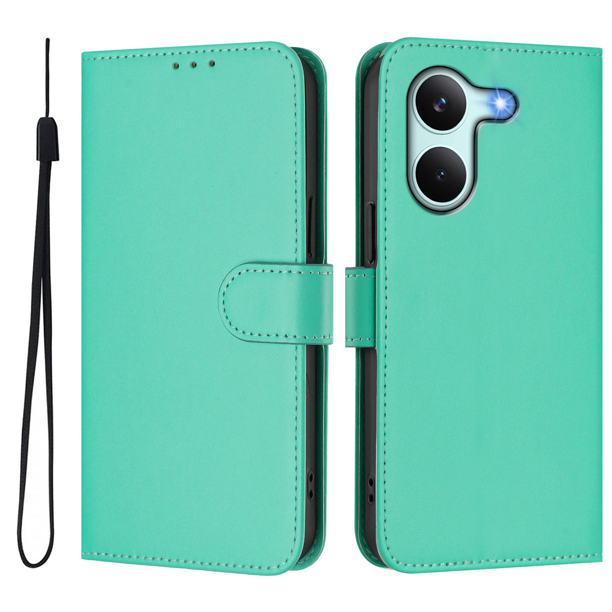 For Xiaomi Poco X8 Pro 5G / Xiaomi Redmi Turbo 5 5G Case Solid Color Wallet Leather Phone Cover with Strap