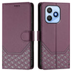 For Honor X8d 4G cover med præget bikubemønster, RFID-blokerende lædertelefoncover med rem