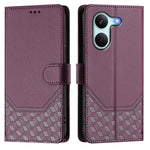 For Xiaomi Poco X8 Pro 5G / Xiaomi Redmi Turbo 5 5G Case Imprinted Honeycomb RFID Blocking Leather Phone Cover with Strap
