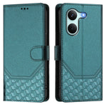 For Xiaomi Poco X8 Pro 5G / Xiaomi Redmi Turbo 5 5G Case Imprinted Honeycomb RFID Blocking Leather Phone Cover with Strap