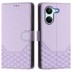 For Xiaomi Poco X8 Pro 5G / Xiaomi Redmi Turbo 5 5G Case Imprinted Honeycomb RFID Blocking Leather Phone Cover with Strap