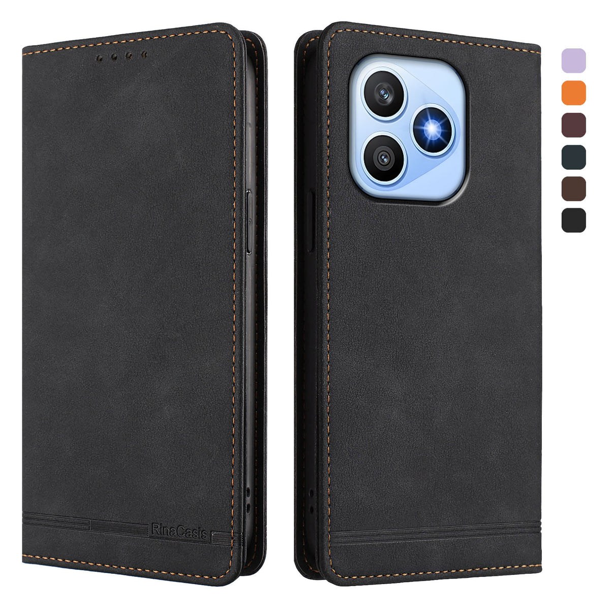 For Honor X8d 4G Case RINACASIS RC23 RFID Blocking Wallet Stand PU Leather Phone Cover
