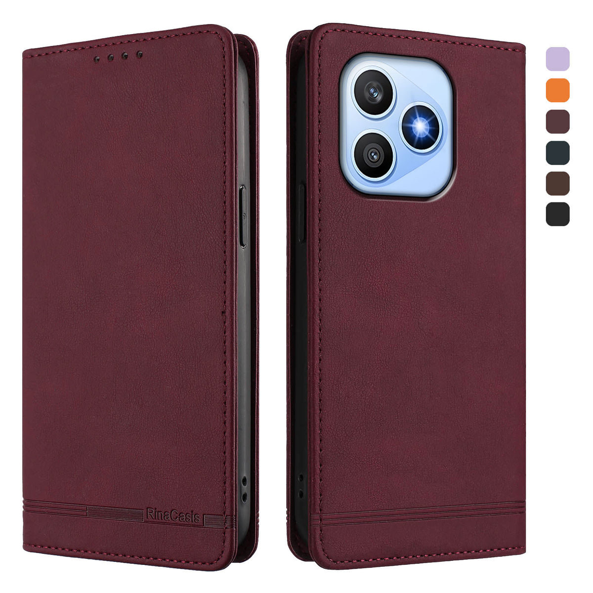 For Honor X8d 4G Case RINACASIS RC23 RFID Blocking Wallet Stand PU Leather Phone Cover