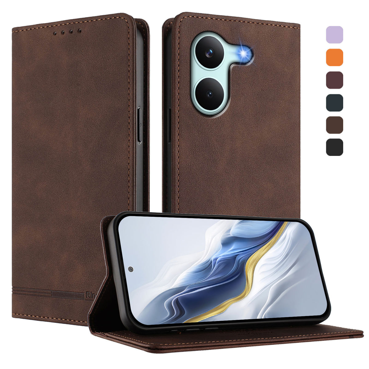 For Xiaomi Poco X8 Pro 5G / Xiaomi Redmi Turbo 5 5G Case RINACASIS RC23 RFID Blocking Wallet Stand PU Leather Phone Cover