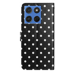 For Motorola Moto G67 5G / G77 5G Leather Case Polka Dot Pattern Wallet Stand Folio Phone Cover