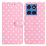 For Motorola Moto G67 5G / G77 5G Leather Case Polka Dot Pattern Wallet Stand Folio Phone Cover