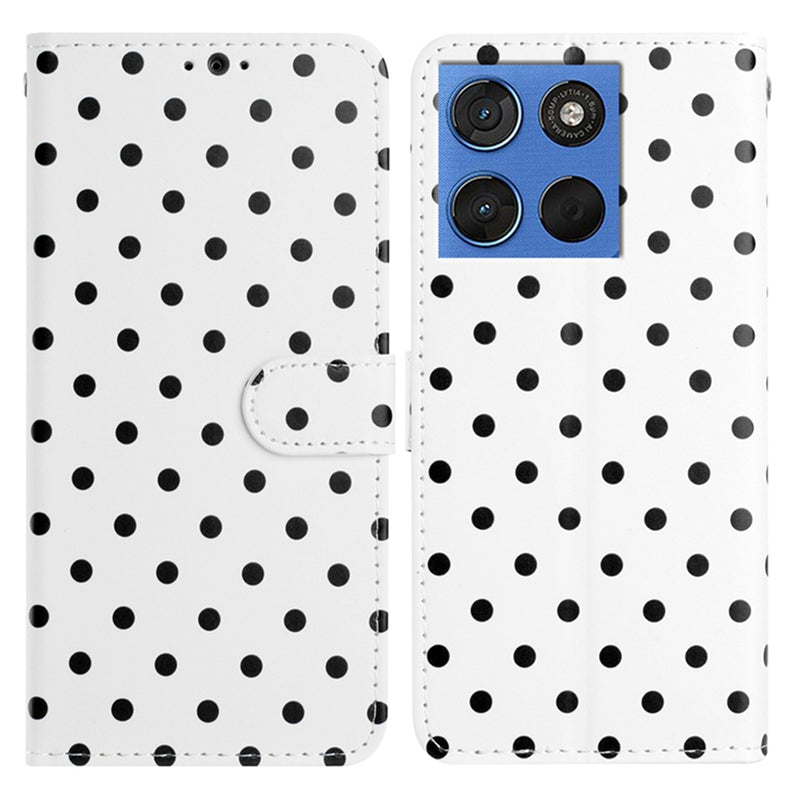 For Motorola Moto G67 5G / G77 5G Leather Case Polka Dot Pattern Wallet Stand Folio Phone Cover