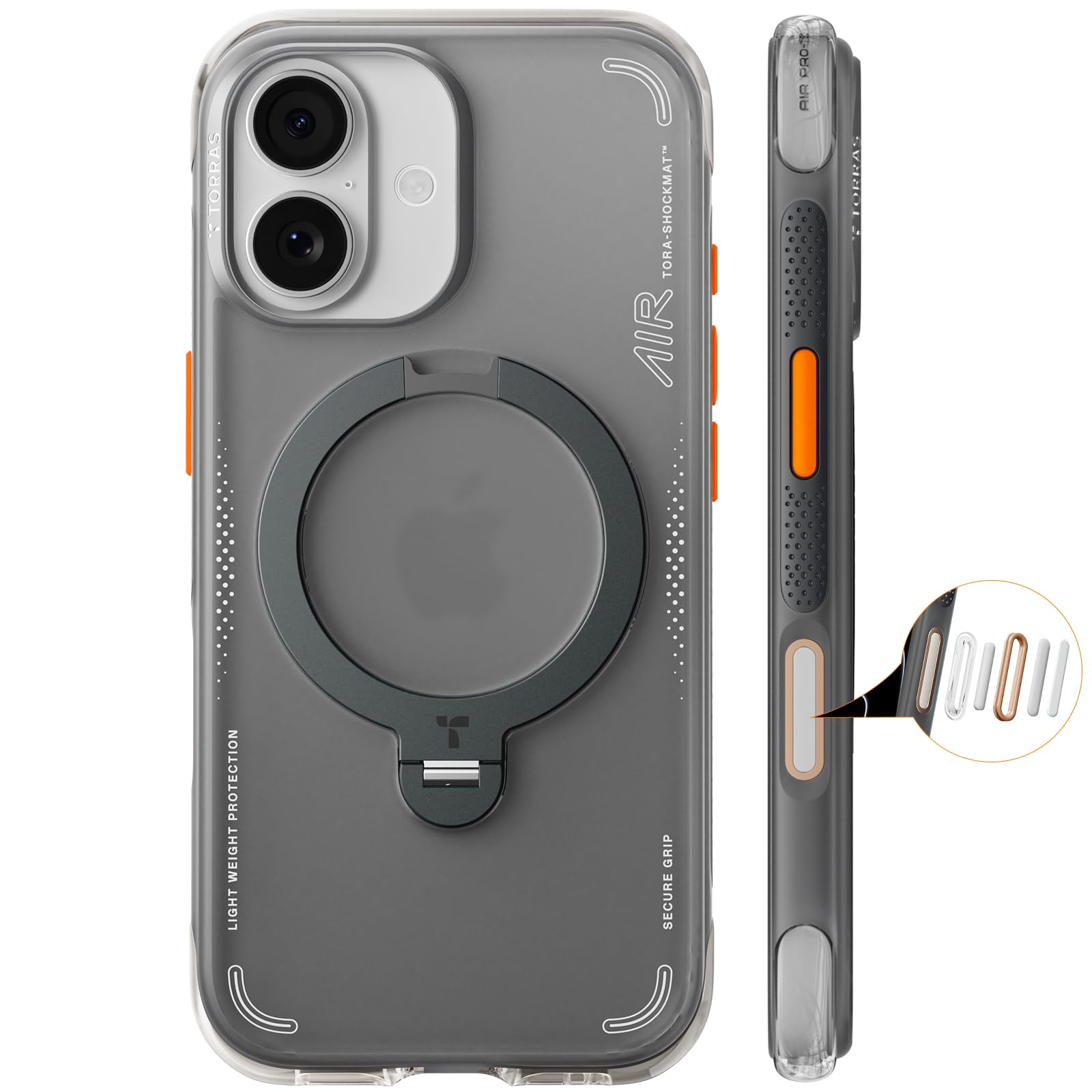 TORRAS Magnetiskt Skal För iPhone 17 Ostand Q3 Air Series med Stöd Stötsäkert PC + TPU mobilskal