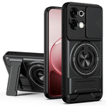 For Oppo A6 Pro 5G / A6 Pro 4G Magnetic Case Ring Holder Foldable Kickstand TPU PC Phone Cover with Camera Lens Slider