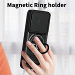 For Oppo A6 Pro 5G / A6 Pro 4G Magnetic Case Ring Holder Foldable Kickstand TPU PC Phone Cover with Camera Lens Slider