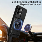 For Oppo A6 Pro 5G / A6 Pro 4G Magnetic Case Ring Holder Foldable Kickstand TPU PC Phone Cover with Camera Lens Slider