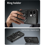 For Oppo A6 Pro 5G / A6 Pro 4G Magnetic Case Ring Holder Foldable Kickstand TPU PC Phone Cover with Camera Lens Slider