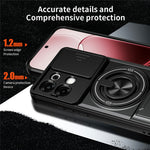 For Oppo A6 Pro 5G / A6 Pro 4G Magnetic Case Ring Holder Foldable Kickstand TPU PC Phone Cover with Camera Lens Slider