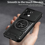 For Oppo A6 Pro 5G / A6 Pro 4G Magnetic Case Ring Holder Foldable Kickstand TPU PC Phone Cover with Camera Lens Slider