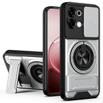 For Oppo A6 Pro 5G / A6 Pro 4G Magnetic Case Ring Holder Foldable Kickstand TPU PC Phone Cover with Camera Lens Slider