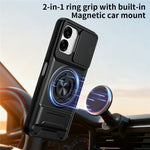For Oppo A6x 4G / A6x 5G Magnetic Case Ring Holder Foldable Kickstand TPU PC Phone Cover with Camera Lens Slider