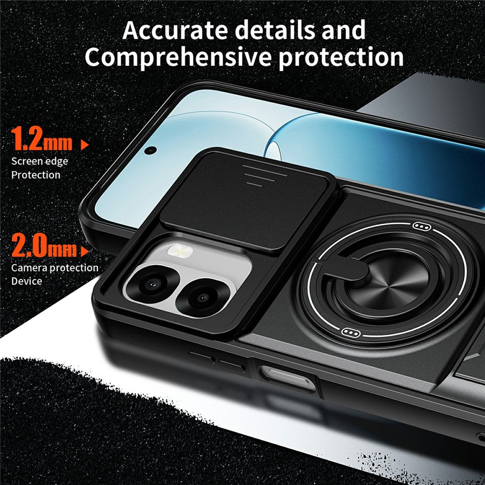 For Oppo A6x 4G / A6x 5G Magnetic Case Ring Holder Foldable Kickstand TPU PC Phone Cover with Camera Lens Slider