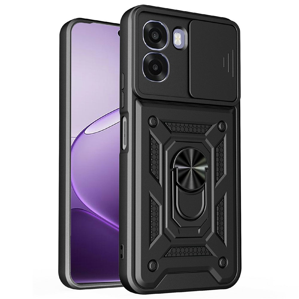 For Oppo A6x 4G / A6x 5G Case with Slide Camera Lid PC + TPU Kickstand Phone Cover
