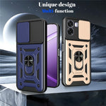For Oppo A6x 4G / A6x 5G Case with Slide Camera Lid PC + TPU Kickstand Phone Cover