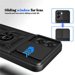 For Oppo A6x 4G / A6x 5G Case with Slide Camera Lid PC + TPU Kickstand Phone Cover