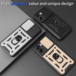For Oppo A6x 4G / A6x 5G Case with Slide Camera Lid PC + TPU Kickstand Phone Cover