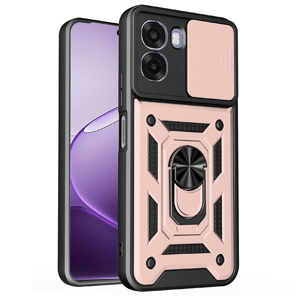 For Oppo A6x 4G / A6x 5G Case with Slide Camera Lid PC + TPU Kickstand Phone Cover