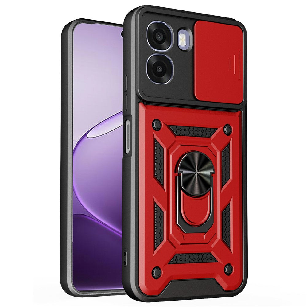 For Oppo A6x 4G / A6x 5G Case with Slide Camera Lid PC + TPU Kickstand Phone Cover
