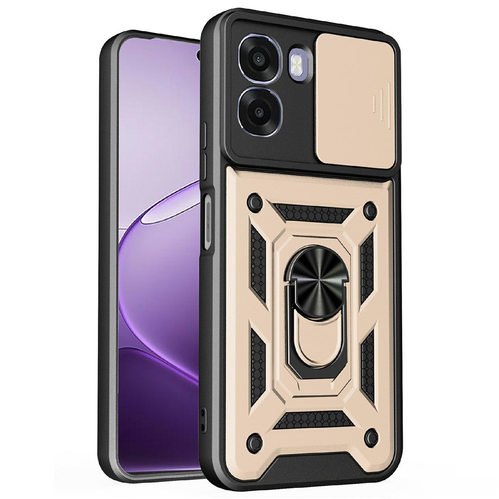 For Oppo A6x 4G / A6x 5G Case with Slide Camera Lid PC + TPU Kickstand Phone Cover