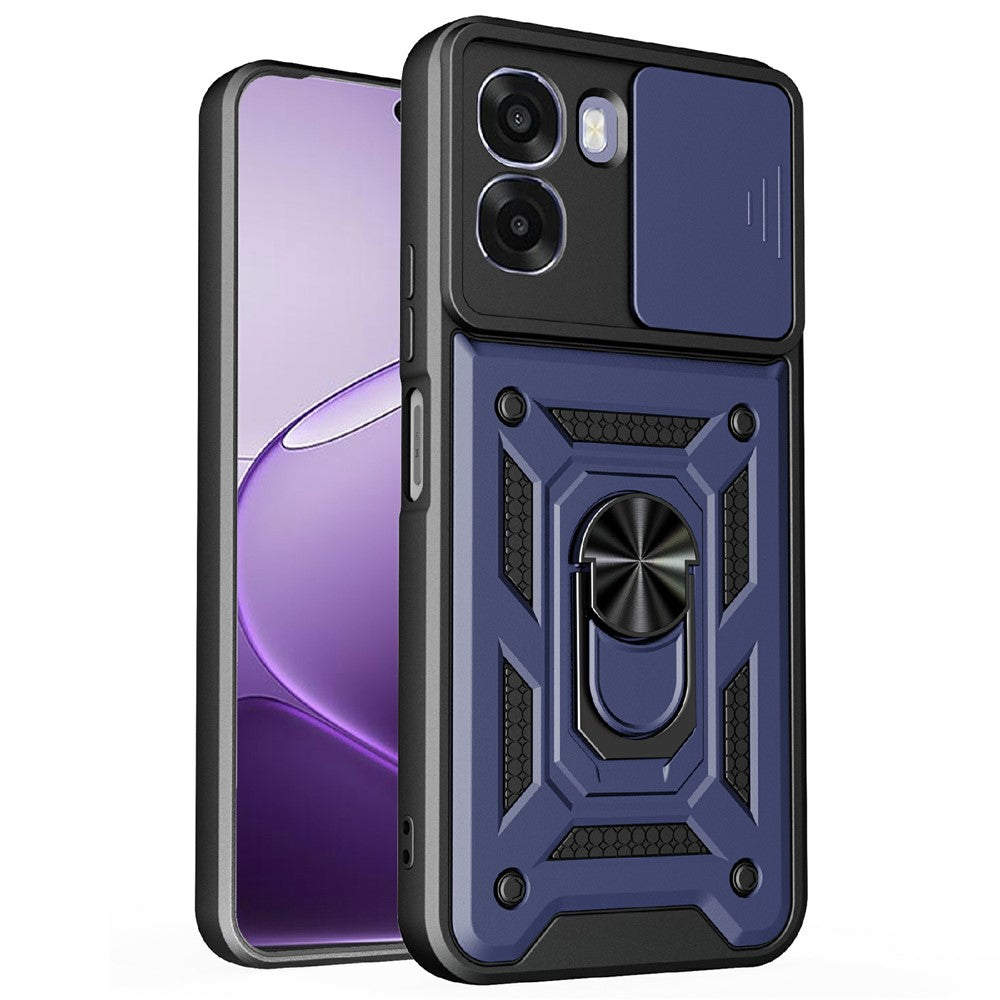 For Oppo A6x 4G / A6x 5G Case with Slide Camera Lid PC + TPU Kickstand Phone Cover