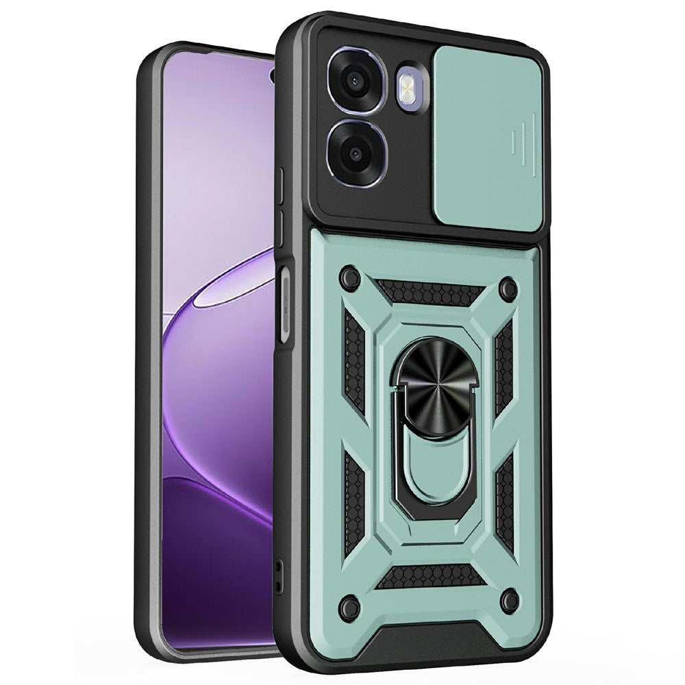 For Oppo A6x 4G / A6x 5G Case with Slide Camera Lid PC + TPU Kickstand Phone Cover