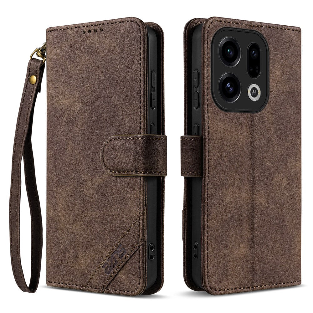 AZNS A2 for Oppo Find X9 5G Leather Case with Wrist Strap RFID Blocking Wallet Stand Phone Cover