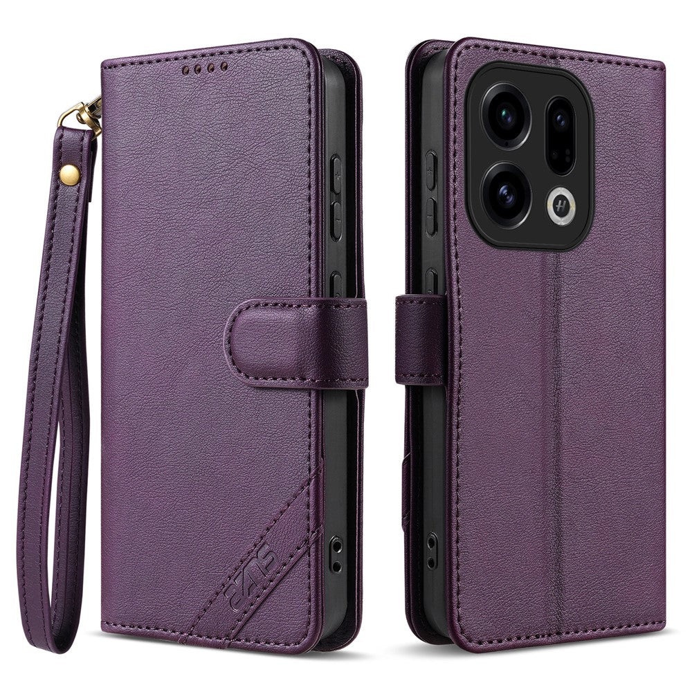 AZNS A2 for Oppo Find X9 5G Leather Case with Wrist Strap RFID Blocking Wallet Stand Phone Cover