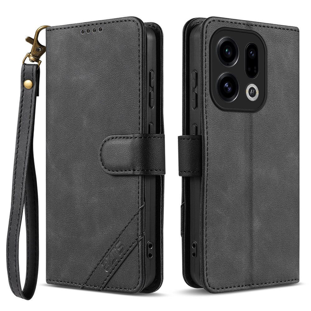 AZNS A2 for Oppo Find X9 5G Leather Case with Wrist Strap RFID Blocking Wallet Stand Phone Cover