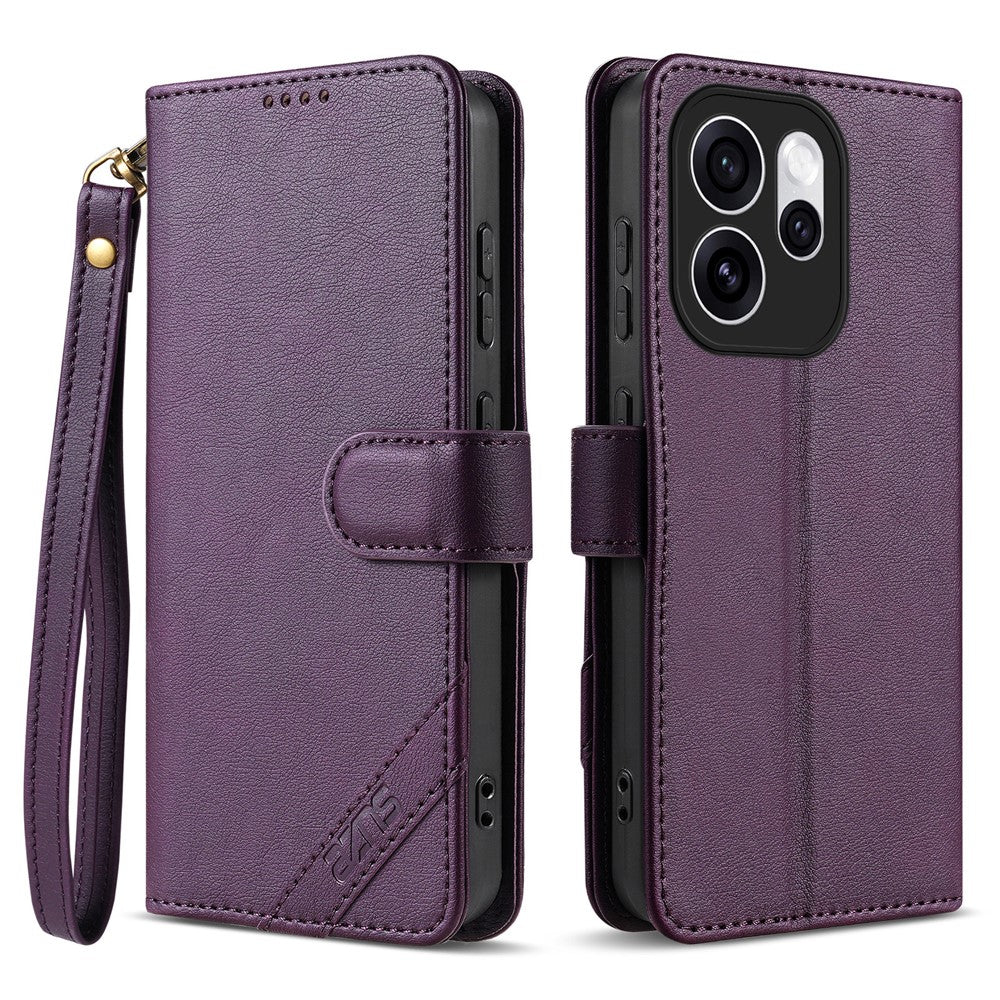 AZNS A2 för Oppo Reno15 Pro Max 5G (Global) / Reno15 Pro 5G (Kina) Läderfodral med handledsrem RFID-blockerande plånboksfodral