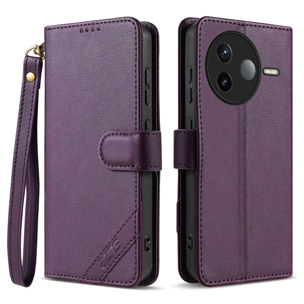 AZNS A2 for Xiaomi Redmi K80 5G  /  Poco F7 Pro 5G Leather Case with Wrist Strap RFID Blocking Wallet Stand Phone Cover