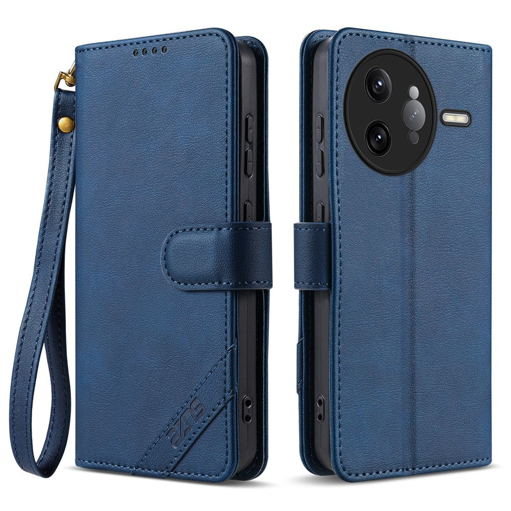 AZNS A2 for Xiaomi Redmi K80 Pro 5G  /  Poco F7 Ultra 5G Leather Case with Wrist Strap RFID Blocking Wallet Stand Phone Cover